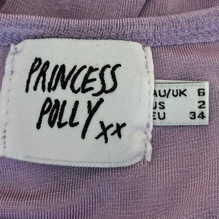 Princess Polly Purple Metallic Knit Halter V-neck Backless Thong Bodysuit Top 2