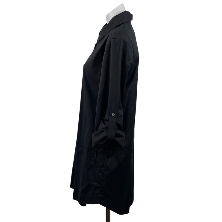Lafayette 148 Women's Black Long Sleeve Roll Tab Button Down Shirt Dress Size 6