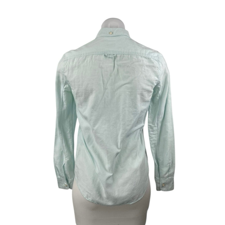 Gap The Fitted Boyfriend Women's Mint Green Long Sleeve Button Down Shirt Top XS