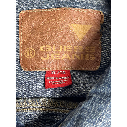 Guess Women's Blue Long Sleeve Pocket Full Zip Trucker Denim Jean Jacket Size XL
