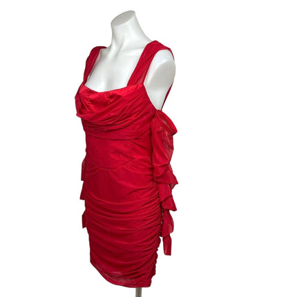 Akira NWT Forgive Me Off Shoulder Red Ruched Formal Bodycon Sexy Mini Dress Sz L