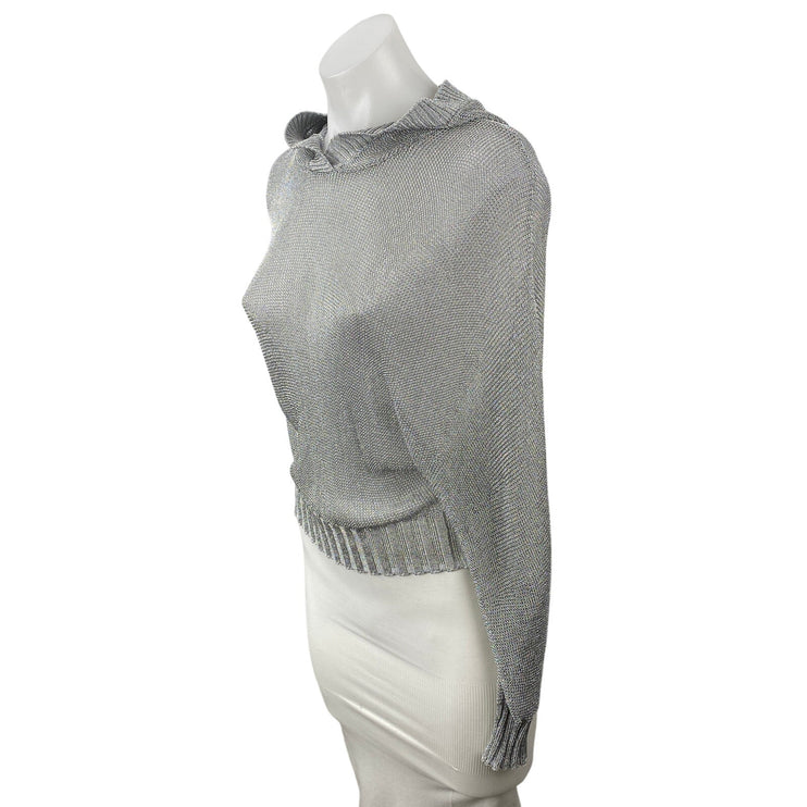 NEW Zara Women's Gray Hoodie Hooded Long Dolman Sleeve Knit Sweater Top Size S