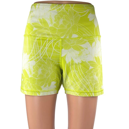 JoyLab Womens Green White Floral High Rise Running Athletic Biker Shorts Size XL