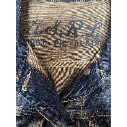 USRL Women's Blue Long Sleeve Button Down Trucker Denim Jean Jacket Size S