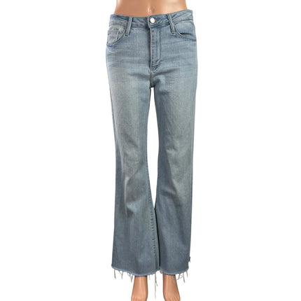 Just Black Denim Blue Light Wash High Rise Raw Hem Flared Bootcut Jeans Size 26