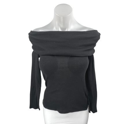 Zara Women's Black Off The Shoulder Long Sleeve Sweater Knit Blouse Top Size L