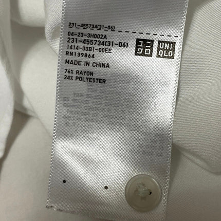 Uniqlo Womens White Long Sleeve Minimalist Collared Button Down Shirt Top Size M