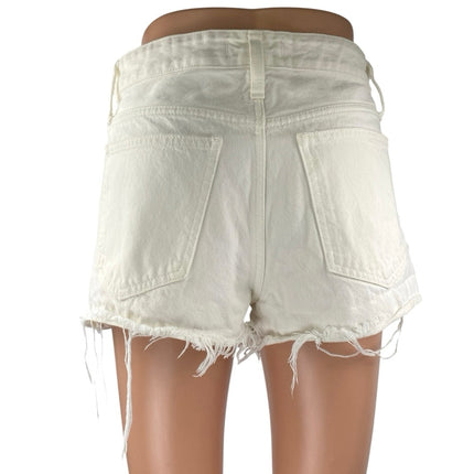 Madewell Women's White High Rise Raw Hem Cut Off Denim Jean Shorts Size 25