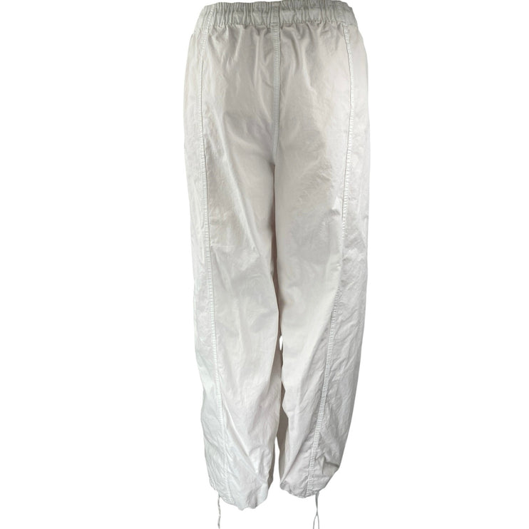 Zara Women's White Elastic Waist Drawstring Windbreaker Jogger Sweatpants Sz XXL