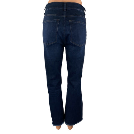 DL1961 Dark Blue Frayed Raw Hem Bootcut Denim High Rise Flare Jeans Pants Sz 27