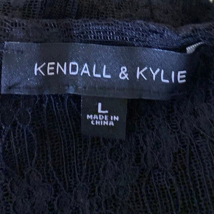Kendall & Kylie Black Floral Embroidered Sheer Mesh Sleeveless Crop Top Size L