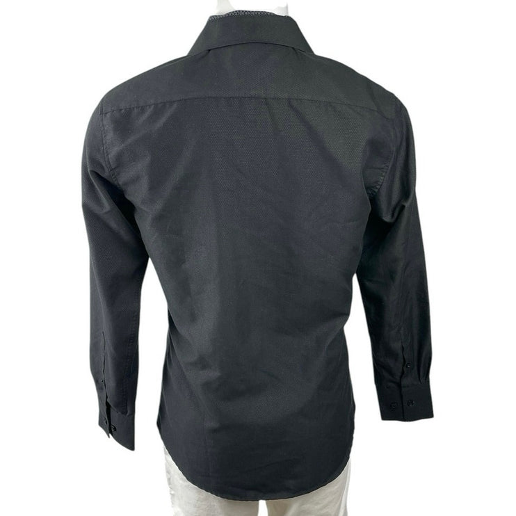 BC Collection Men's Black Slim Fit Long Sleeve Button Down Shirt Top Size S