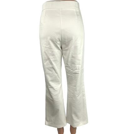 Zara White Flared High Waist Crop Formal Career Office Dress Pants Trousers Sz L