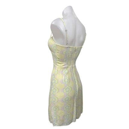 Aritzia Sun-Deh Yellow Floral Sleeveless Cami Camisole Mini A-line Dress Size XS