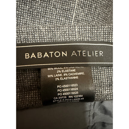 Aritzia Babaton Atelier Gray Wool Plaid High Rise Tapered Trousers Pants Size 2