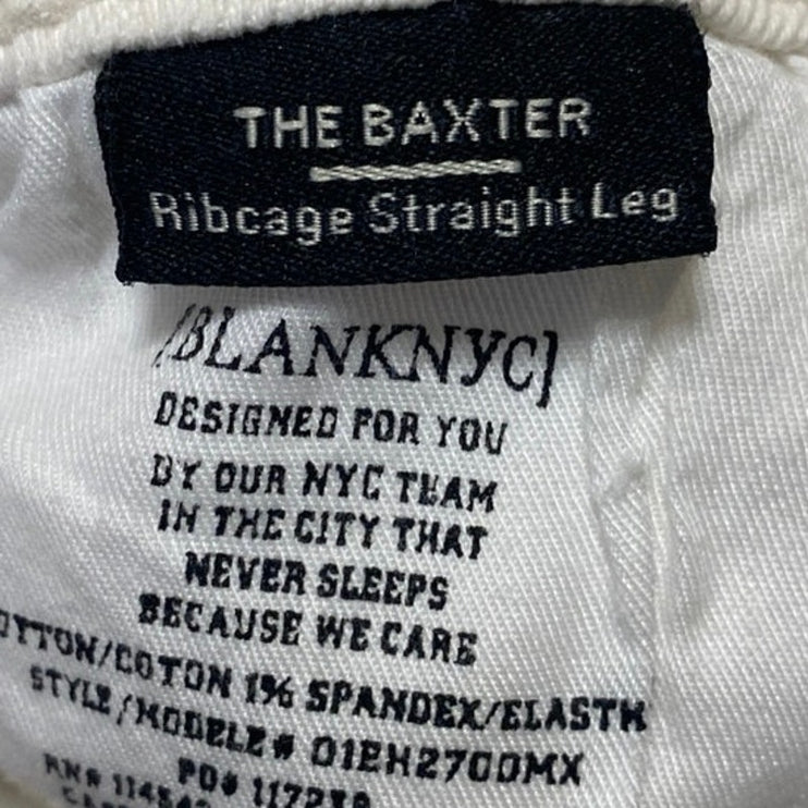Blank NYC The Baxter Womens White Ribcage Straight Leg Denim Jeans Pants Size 29