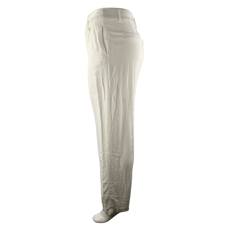 Abercrombie & Fitch Women's White Linen High Waisted Wide Leg Trousers Pants L
