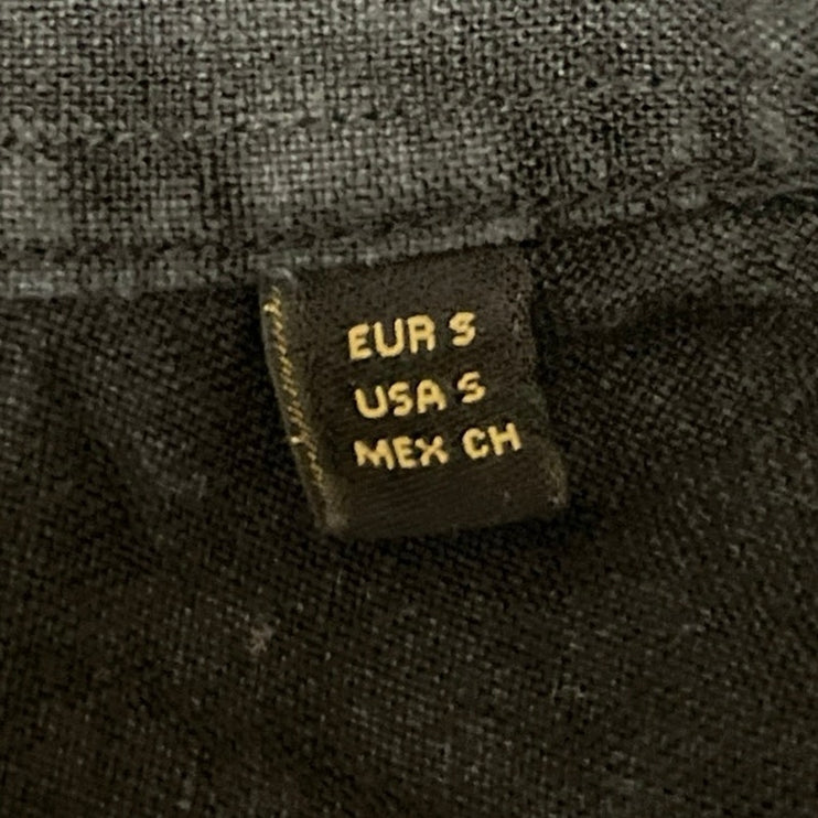 Massimo Dutti Men's Black 100% Linen Long Sleeve Button Down Shirt Top Size S