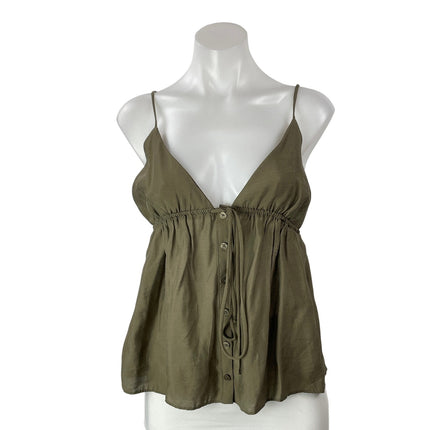 NEW Zara Women's Olive Green Sleeveless Babydoll Flowing Strappy Camisole Top S