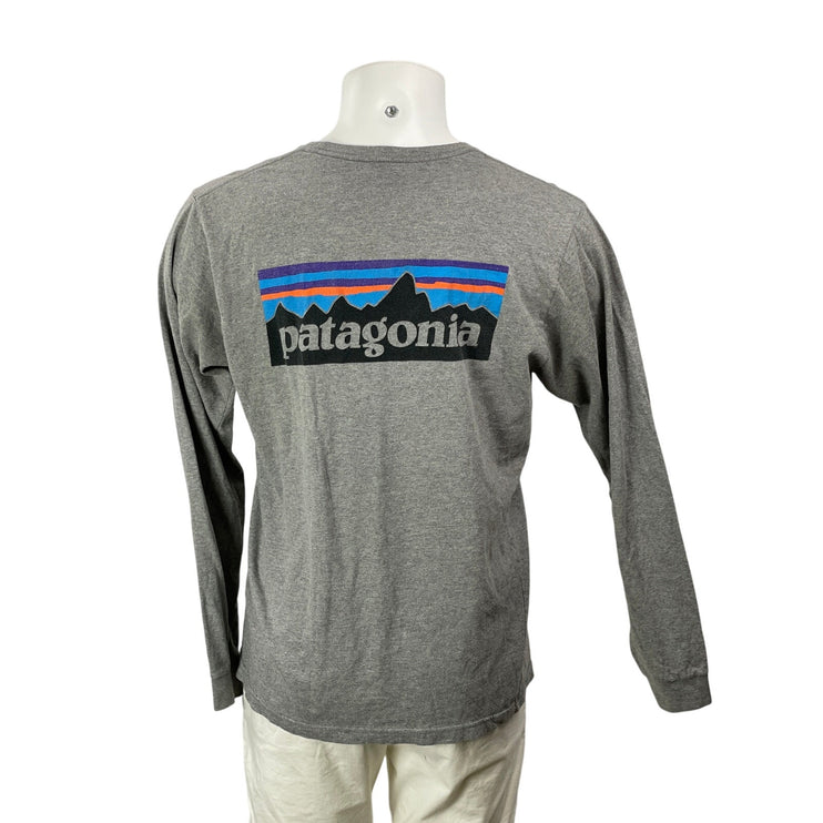 Patagonia Men's Gray Long Sleeves P-6 Logo Responsibili Tee T-shirt Top Size M