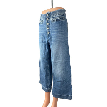 A.L.C. Women's Blue High Waist Baggy Barrel Flare Wide Leg Denim Jeans Pants 4