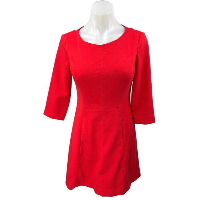 Vince Camuto Red 3/4 Sleeve Crew Neck Zip Mini Fit & Flare A-line Dres Brie Vince Camuto Red 3/4 Sleeve Crew Neck Zip Mini Fit & Flare A-line Dres Brie