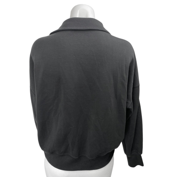 BYLT Women's Black Long Sleeve Collared V-Neck Sweatshirt Sweater Top Size M