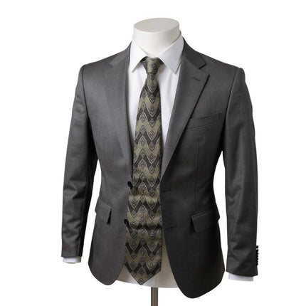 Salvatore Gregorio Men's Brown 100% Silk Striped Printed Italian Neck Tie OS