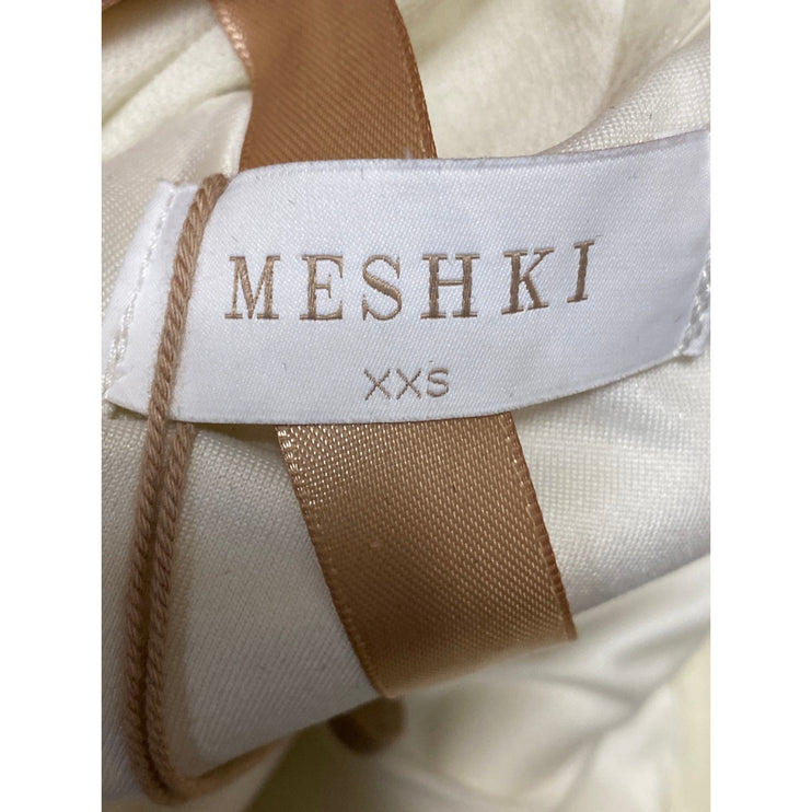 Meshki Cream Long Bell Sleeve Off The Shoulder Cutout Mini Bodycon Dress Sz XXS