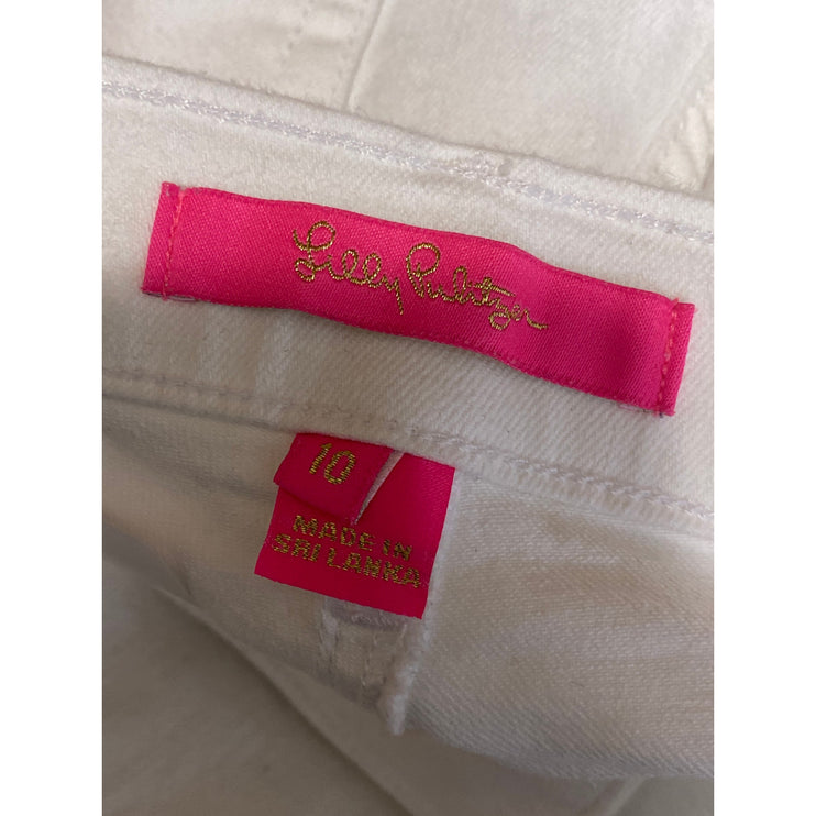 Lily Pulitzer Women's White Frayed Hem High Rise Straight Denim Jeans Pants 10