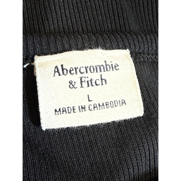Abercrombie & Fitch Black Ribbed Knit Sleeveless Button Up Blouse Top Size L