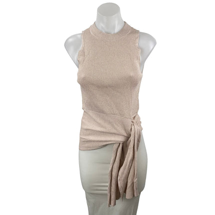 3.1 Phillip Lim Pink Metallic Sparkly Glitter Sleeveless Knit Tie Blouse Top S