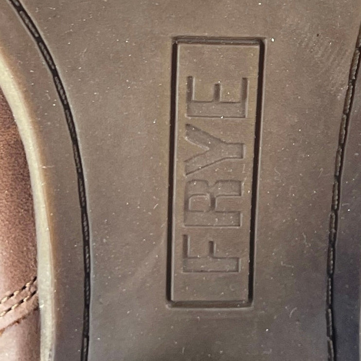 Frye Judith Women's Brown Leather Double Zip Almond Toe Heeled Ankle Boots Sz 9M