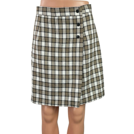 Maggie Lawrence Plaid Check High Rise Mini Flare A-Line Wrap Skort Skirt Size 10