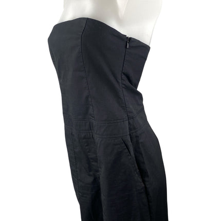 Zara Women's Black Sleeveless Tube Bandeau Wide Leg One Piece Jumpsuit Romper M