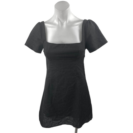 Princess Polly Black Short Sleeve Square Neck Back Zip Mini A Line Dre – Brie