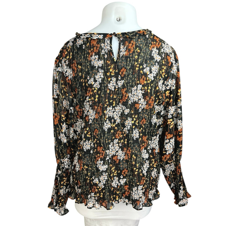 Terra & Sky Women's Multicolor Floral Print Smocked Long Sleeve Blouse Top Sz 4X