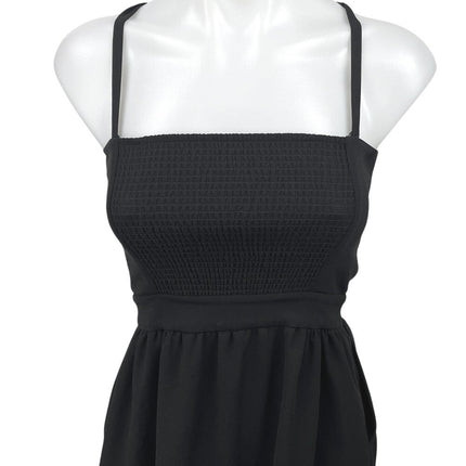 Aritzia Wilfred Women's Black Smocked Sleeveless Cami A Line Mini Dress Size S