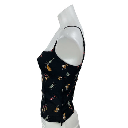 Reformation Grace Black Sleeveless Cami Camisole Bustier Crop Tank Top Size 4