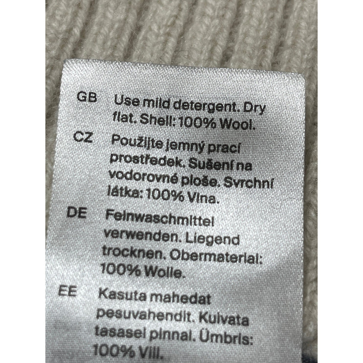 Cos 100% Wool Womens Cream Stripe Crew Neck Long Sleeve Sweatshirt Sweater Top S