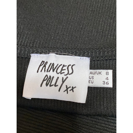 Princess Polly Black Ribbed Knit Round Neck Long Sleeve Mini Bodycon Dress Sz 4