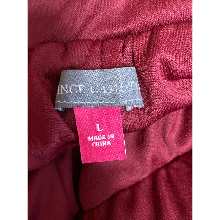Vince Camuto Women's Red Sequin Sparkly High Waisted Tapered Jogger Pants Size L