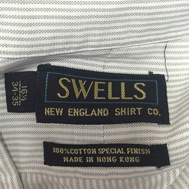 Swells New England Shirt Co Men's Gray Striped Long Sleeve Dress Shirt Top Sz 34