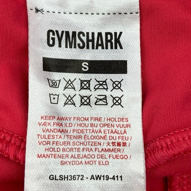 Gymshark Red Spell Out Waistband Elastic Pull On Low Rise Bike Short Size S