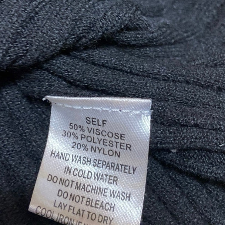 Cotton Candy LA Black Short Sleeve Ribbed Knit Button Front Crop Top Size M