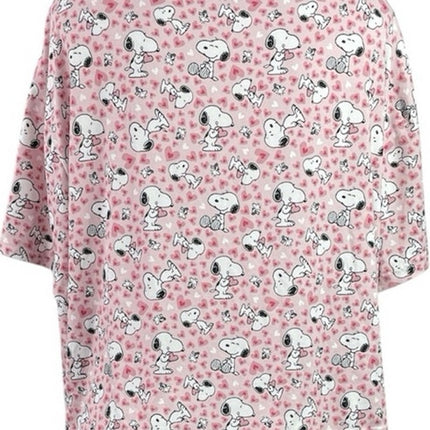 Munki Munki Peanuts Pink Short Sleeve Button Pants Sleepwear Pajamas Set Size M