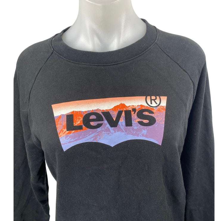 Levi's Women's Black Logo Spellout Graphic Long Sleeve Sweater Sweatshirt Top S
