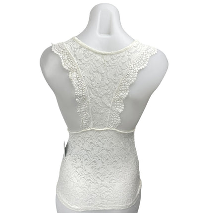 NEW Free People White Floral Lace Sleeveless Racerback Blouse Tank Top Size S