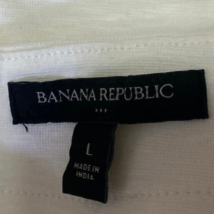 Banana Republic Women's White Sleeveless Pleated Muscle Tee Tank Top Size L