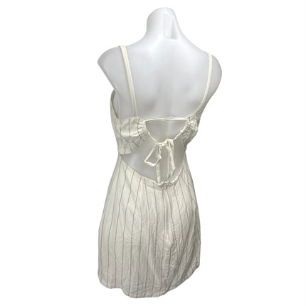 ASTR the Label Cream Beige Striped Sleeveless Cutout Mini A Line Dress Size M